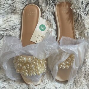 NWT Women’s Jasmine Pearl Slide Sandal w/ Memory Foam Insole - A New Day Sz 9.5